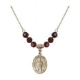 thumbnail image 1 of 18-Inch Hamilton Gold Plated Necklace with 6mm Red January Birth Month Stone Beads and Saint Eligius Charm, 1 of 1