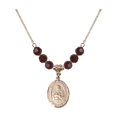 thumbnail image 1 of 18-Inch Hamilton Gold Plated Necklace with 6mm Red January Birth Month Stone Beads and Saint Fidelis Charm, 1 of 1