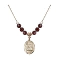 thumbnail image 1 of 18-Inch Hamilton Gold Plated Necklace with 6mm Red January Birth Month Stone Beads and Saint Joshua Charm, 1 of 1