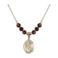 thumbnail image 1 of 18-Inch Hamilton Gold Plated Necklace with 6mm Red January Birth Month Stone Beads and Saint Margaret Mary Alacoque Charm, 1 of 1