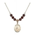 thumbnail image 1 of 18-Inch Hamilton Gold Plated Necklace with 6mm Red January Birth Month Stone Beads and Saint Sebastian/Ice Hockey Charm, 1 of 1