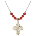 thumbnail image 1 of 18-Inch Hamilton Gold Plated Necklace with 6mm Red July Birth Month Stone Beads and 4-Way Charm, 1 of 1