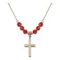 thumbnail image 1 of 18-Inch Hamilton Gold Plated Necklace with 6mm Red July Birth Month Stone Beads and Cross Charm, 1 of 1
