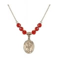 thumbnail image 1 of 18-Inch Hamilton Gold Plated Necklace with 6mm Red July Birth Month Stone Beads and Guardian Angel/Baseball Charm, 1 of 1
