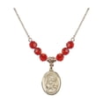 thumbnail image 1 of 18-Inch Hamilton Gold Plated Necklace with 6mm Red July Birth Month Stone Beads and Saint Apollonia Charm, 1 of 1