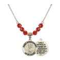 thumbnail image 1 of 18-Inch Hamilton Gold Plated Necklace with 6mm Red July Birth Month Stone Beads and Saint Christopher Charm, 1 of 1