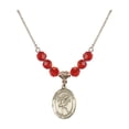 thumbnail image 1 of 18-Inch Hamilton Gold Plated Necklace with 6mm Red July Birth Month Stone Beads and Saint Christopher/Dance Charm, 1 of 1