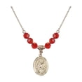 thumbnail image 1 of 18-Inch Hamilton Gold Plated Necklace with 6mm Red July Birth Month Stone Beads and Saint Colette Charm, 1 of 1