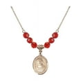 thumbnail image 1 of 18-Inch Hamilton Gold Plated Necklace with 6mm Red July Birth Month Stone Beads and Saint Daniel Comboni Charm, 1 of 1