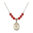 thumbnail image 1 of 18-Inch Hamilton Gold Plated Necklace with 6mm Red July Birth Month Stone Beads and Saint Philip Neri Charm, 1 of 1