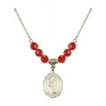 thumbnail image 1 of 18-Inch Hamilton Gold Plated Necklace with 6mm Red July Birth Month Stone Beads and Saint Sebastian / Archery Charm, 1 of 1