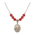 thumbnail image 1 of 18-Inch Hamilton Gold Plated Necklace with 6mm Red July Birth Month Stone Beads and Saint Sebastian/Lacrosse Charm, 1 of 1