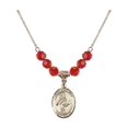 thumbnail image 1 of 18-Inch Hamilton Gold Plated Necklace with 6mm Red July Birth Month Stone Beads and Saint Sebastian / Tennis Charm, 1 of 1