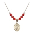 thumbnail image 1 of 18-Inch Hamilton Gold Plated Necklace with 6mm Red July Birth Month Stone Beads and Saint Stephanie Charm, 1 of 1