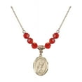 thumbnail image 1 of 18-Inch Hamilton Gold Plated Necklace with 6mm Red July Birth Month Stone Beads and Saint Tarcisius Charm, 1 of 1