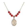 thumbnail image 1 of 18-Inch Hamilton Gold Plated Necklace with 6mm Red July Birth Month Stone Beads and Saint Vincent de Paul Charm, 1 of 1