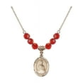 thumbnail image 1 of 18-Inch Hamilton Gold Plated Necklace with 6mm Red July Birth Month Stone Beads and Saint Winifred of Wales Charm, 1 of 1