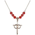 thumbnail image 1 of 18-Inch Hamilton Gold Plated Necklace with 6mm Red July Birth Month Stone Beads and Wedding Rings Cross Charm, 1 of 1