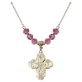 thumbnail image 1 of 18-Inch Hamilton Gold Plated Necklace with 6mm Rose Pink October Birth Month Stone Beads and 4-Way Charm, 1 of 1