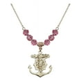 thumbnail image 1 of 18-Inch Hamilton Gold Plated Necklace with 6mm Rose Pink October Birth Month Stone Beads and Anchor Crucifix Charm, 1 of 1