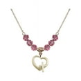 thumbnail image 1 of 18-Inch Hamilton Gold Plated Necklace with 6mm Rose Pink October Birth Month Stone Beads and Heart / Cross Charm, 1 of 1