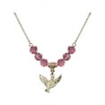 thumbnail image 1 of 18-Inch Hamilton Gold Plated Necklace with 6mm Rose Pink October Birth Month Stone Beads and Holy Spirit Charm, 1 of 1