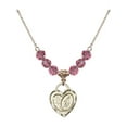 thumbnail image 1 of 18-Inch Hamilton Gold Plated Necklace with 6mm Rose Pink October Birth Month Stone Beads and Miraculous Heart Charm, 1 of 1