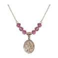 thumbnail image 1 of 18-Inch Hamilton Gold Plated Necklace with 6mm Rose Pink October Birth Month Stone Beads and Our Lady of Assumption Charm, 1 of 1