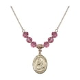 thumbnail image 1 of 18-Inch Hamilton Gold Plated Necklace with 6mm Rose Pink October Birth Month Stone Beads and Our Lady of Loretto Charm, 1 of 1