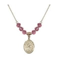 thumbnail image 1 of 18-Inch Hamilton Gold Plated Necklace with 6mm Rose Pink October Birth Month Stone Beads and Our Lady of la Vang Charm, 1 of 1
