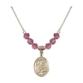 thumbnail image 1 of 18-Inch Hamilton Gold Plated Necklace with 6mm Rose Pink October Birth Month Stone Beads and Saint Anthony of Padua Charm, 1 of 1