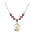 thumbnail image 1 of 18-Inch Hamilton Gold Plated Necklace with 6mm Rose Pink October Birth Month Stone Beads and Saint Christopher/Soccer Charm, 1 of 1