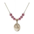 thumbnail image 1 of 18-Inch Hamilton Gold Plated Necklace with 6mm Rose Pink October Birth Month Stone Beads and Saint Daria Charm, 1 of 1