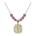 thumbnail image 1 of 18-Inch Hamilton Gold Plated Necklace with 6mm Rose Pink October Birth Month Stone Beads and Saint Florian Charm, 1 of 1