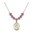 thumbnail image 1 of 18-Inch Hamilton Gold Plated Necklace with 6mm Rose Pink October Birth Month Stone Beads and Saint John of Capistrano Charm, 1 of 1