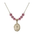 thumbnail image 1 of 18-Inch Hamilton Gold Plated Necklace with 6mm Rose Pink October Birth Month Stone Beads and Saint Marcellin Champagnat Charm, 1 of 1