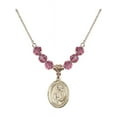 thumbnail image 1 of 18-Inch Hamilton Gold Plated Necklace with 6mm Rose Pink October Birth Month Stone Beads and Saint Paula Charm, 1 of 1