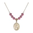 thumbnail image 1 of 18-Inch Hamilton Gold Plated Necklace with 6mm Rose Pink October Birth Month Stone Beads and Saint Samuel Charm, 1 of 1