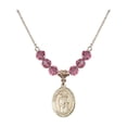 thumbnail image 1 of 18-Inch Hamilton Gold Plated Necklace with 6mm Rose Pink October Birth Month Stone Beads and Saint Thomas A Becket Charm, 1 of 1