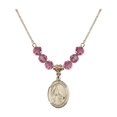 thumbnail image 1 of 18-Inch Hamilton Gold Plated Necklace with 6mm Rose Pink October Birth Month Stone Beads and Saint Veronica Charm, 1 of 1