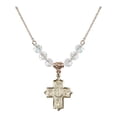 thumbnail image 1 of 18-Inch Hamilton Gold Plated Necklace with 6mm White April Birth Month Stone Beads and 4-Way Charm, 1 of 1