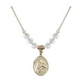 thumbnail image 1 of 18-Inch Hamilton Gold Plated Necklace with 6mm White April Birth Month Stone Beads and Our Lady of Providence Charm, 1 of 1