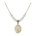thumbnail image 1 of 18-Inch Hamilton Gold Plated Necklace with 6mm White April Birth Month Stone Beads and Saint Bernard of Montjoux Charm, 1 of 1