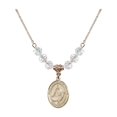 thumbnail image 1 of 18-Inch Hamilton Gold Plated Necklace with 6mm White April Birth Month Stone Beads and Saint Catherine of Sweden Charm, 1 of 1