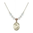 thumbnail image 1 of 18-Inch Hamilton Gold Plated Necklace with 6mm White April Birth Month Stone Beads and Saint Christopher/Gymnastics Charm, 1 of 1