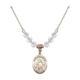 thumbnail image 1 of 18-Inch Hamilton Gold Plated Necklace with 6mm White April Birth Month Stone Beads and Saint Christopher/Wrestling Charm, 1 of 1