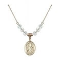 thumbnail image 1 of 18-Inch Hamilton Gold Plated Necklace with 6mm White April Birth Month Stone Beads and Saint Genevieve Charm, 1 of 1