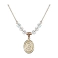 thumbnail image 1 of 18-Inch Hamilton Gold Plated Necklace with 6mm White April Birth Month Stone Beads and Saint Joseph Freinademetz Charm, 1 of 1