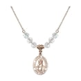 thumbnail image 1 of 18-Inch Hamilton Gold Plated Necklace with 6mm White April Birth Month Stone Beads and Saint Kateri Tekakwitha Charm, 1 of 1