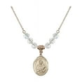 thumbnail image 1 of 18-Inch Hamilton Gold Plated Necklace with 6mm White April Birth Month Stone Beads and Saint Lawrence Charm, 1 of 1